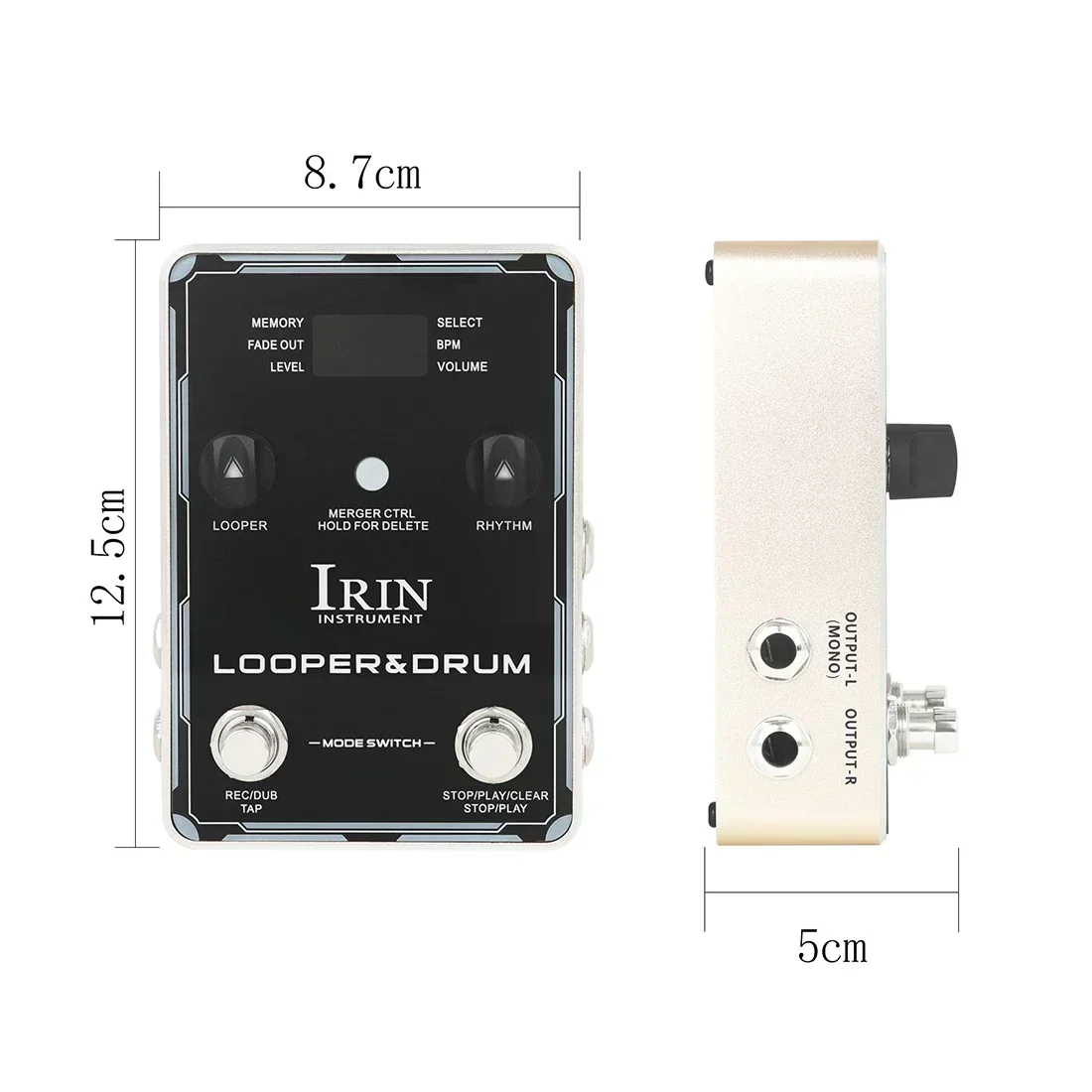 IRIN Guitarra Effect Drum Machine Phrase Loop Monoblock Effects Pedal 40 Storage 100 Drum Rhythms 10 Metronomes Guitar Bass Part