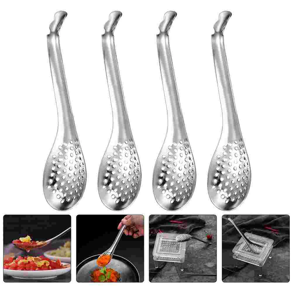 

4 Pcs Spoon Caviar Colander Baby Scoops Kitchen Tongs for Cooking Stainless Steel Colanders