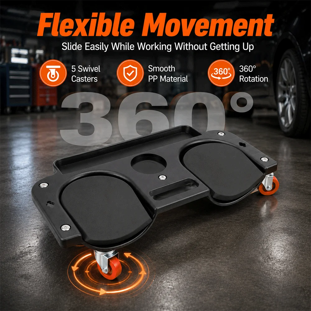 

Wheeled Kneeling Pad for Floor Work, black Mobile Knee Creeper Board for Tile Laying, Construction and Car Repair