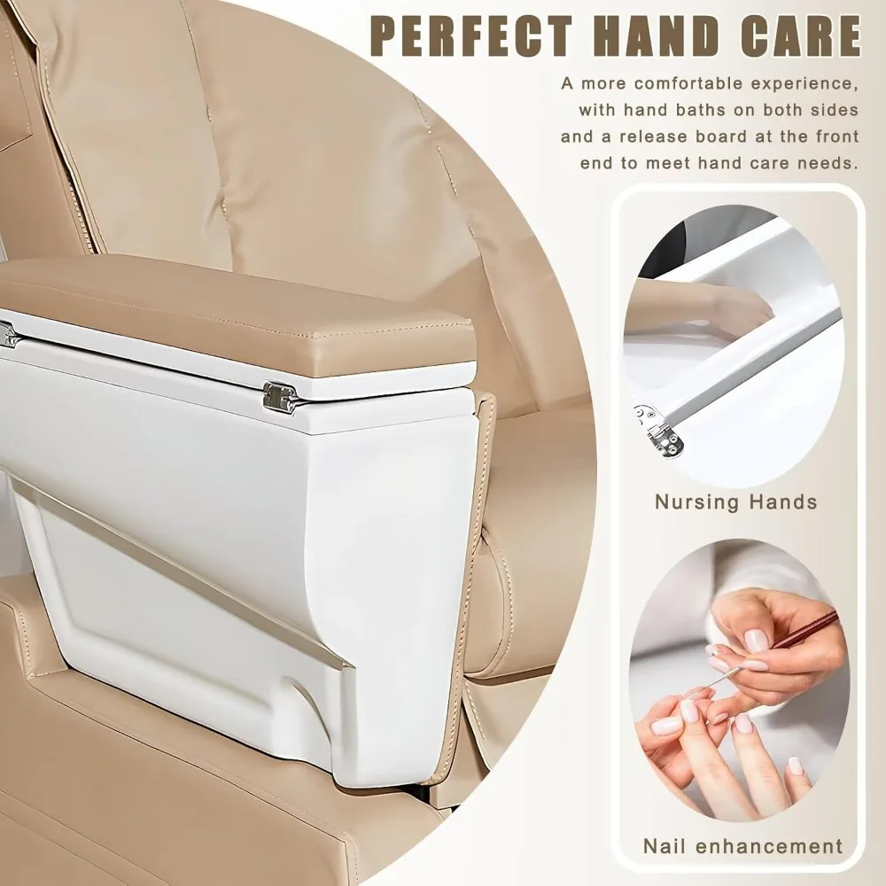 Pedicure Chair with Back Massage | Spa Chair with Multi-Angle Adjustment and Bath for space-saving pull-out foot bath basin