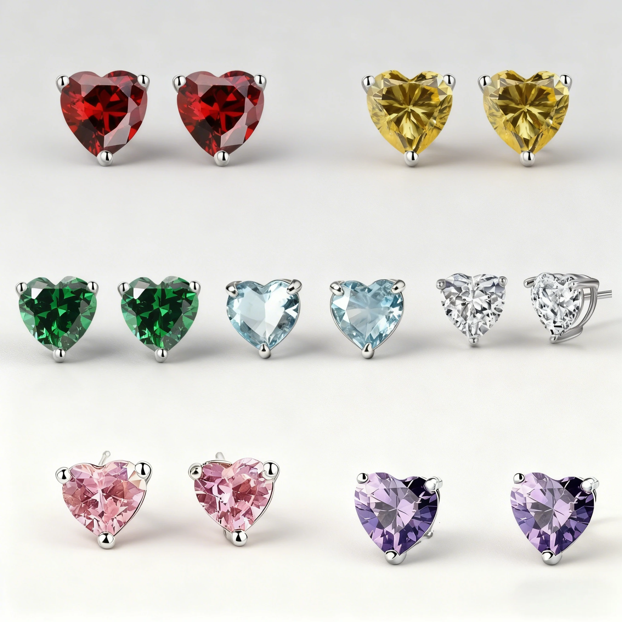 1-Pair Multi colored Peach Heart Earrings Cute and Simple Style Women's Fashion Love Exquisite Earrings