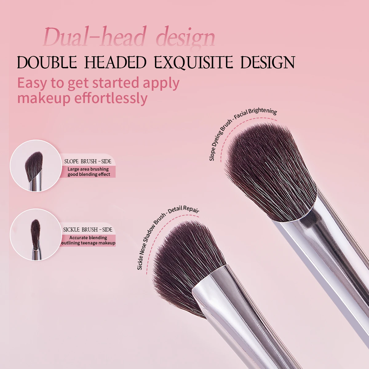 Double-Headed Contouring Brush Eye Shadow Brush Detail Highlight Brush Soft Hair Makeup Brush Beauty Tool