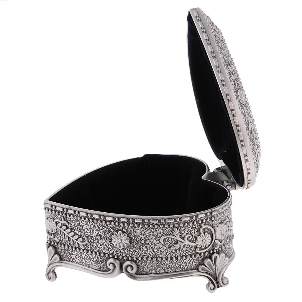 Heart Jewelry Box Container Retro Jewelry Container Trinket Case Holder Organizer  Storage European Style for Home Decor