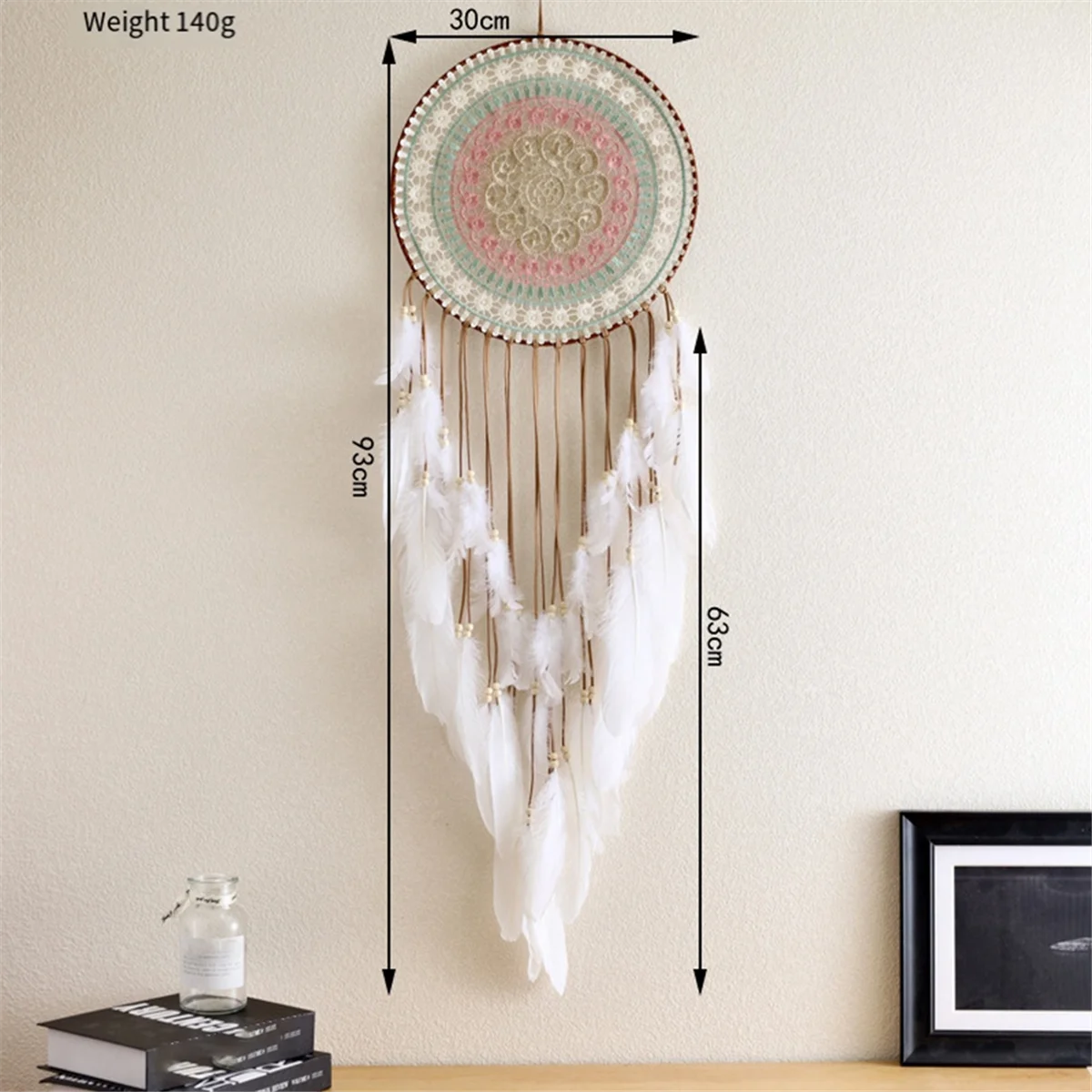 

A71Z Woven Round Dream Catcher with Tassel for Bedroom Hanging Decoration Cute Pendant for Home Decor,B