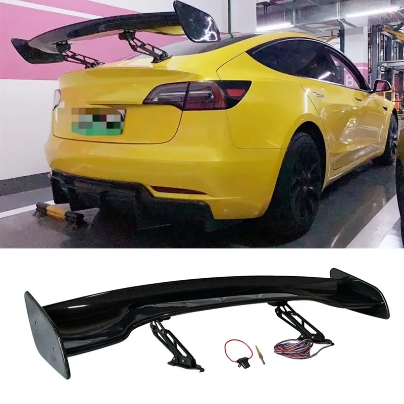 Car Auto Parts Electric Automatic Rear Trunk Spoiler Universal for 2019-2022 Model 3 Y Sedan Real Carbon Fiber Boot Wing