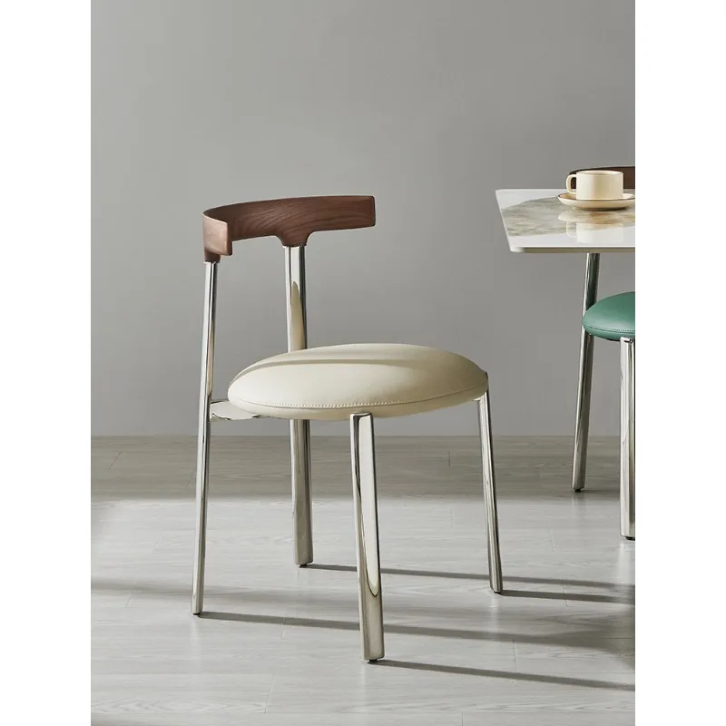 كرسي طعام بسيط من الفولاذ المقاوم للصدأ، طاولة طعام وكراسي منزلية فاخرة من الخشب الصلب #2