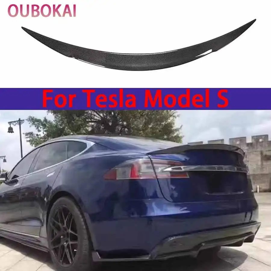 Aileron arrière en fibre de carbone style V pour Tesla Model S 2017+, spoiler de coffre arrière, guide d'air, déflecteur, kit carrosserie
