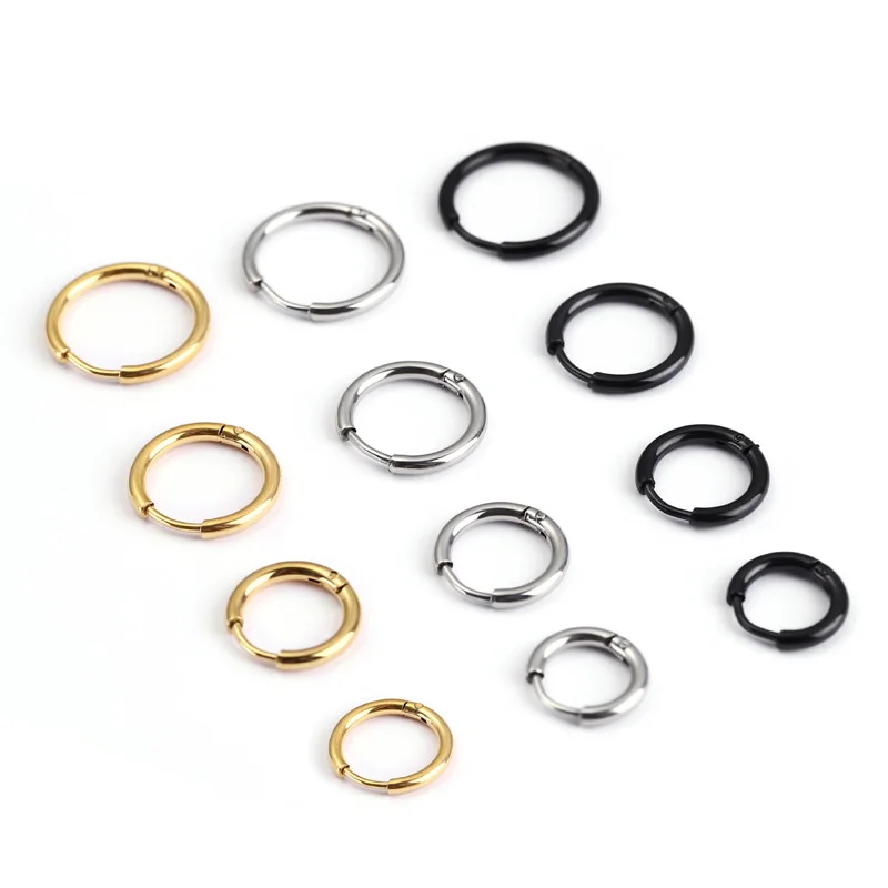 5 pair Women/Man Stainless Steel Small Hoops Earring Piercing Ear Cartilage Tragus Simple Thin Circle Anti-allergic Ear Buckle