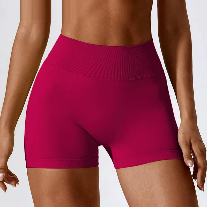 Women's High-Waist Yoga Sports Shorts Summer V-Shaped Widen Peach Hip Lifting Tight Fit Three-Part Fitness Shorts