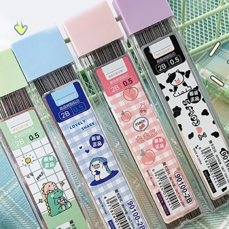 학생용 소형 지우개가 있는 자동 드로잉 연필, 기계식 연필, 리드 리필 세트, 0.5mm, 4 개