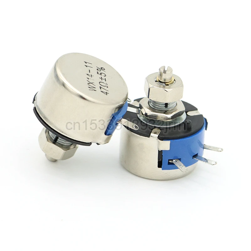 1Pcs WX14-11 3W Single Loop Wire Wound Potentiometer With Lock Neck 47R 100R 470R 1K 2K2 3K3 10K