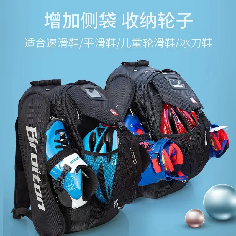 Oxford Cloth Inline Roller Skates Bag for Adult, Speed Racing, Large Capacity, Breathable Storage Backpack, 50x40x22cm