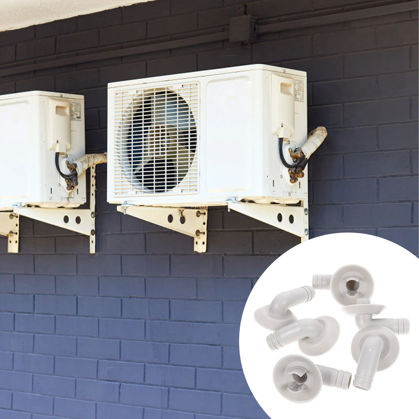 

6pcs Drain Hose Connector Elbow Air Conditioner Drainage Head Nozzle Durable Ac Draining Fitting For Outdoor Unit Pipe Fittings