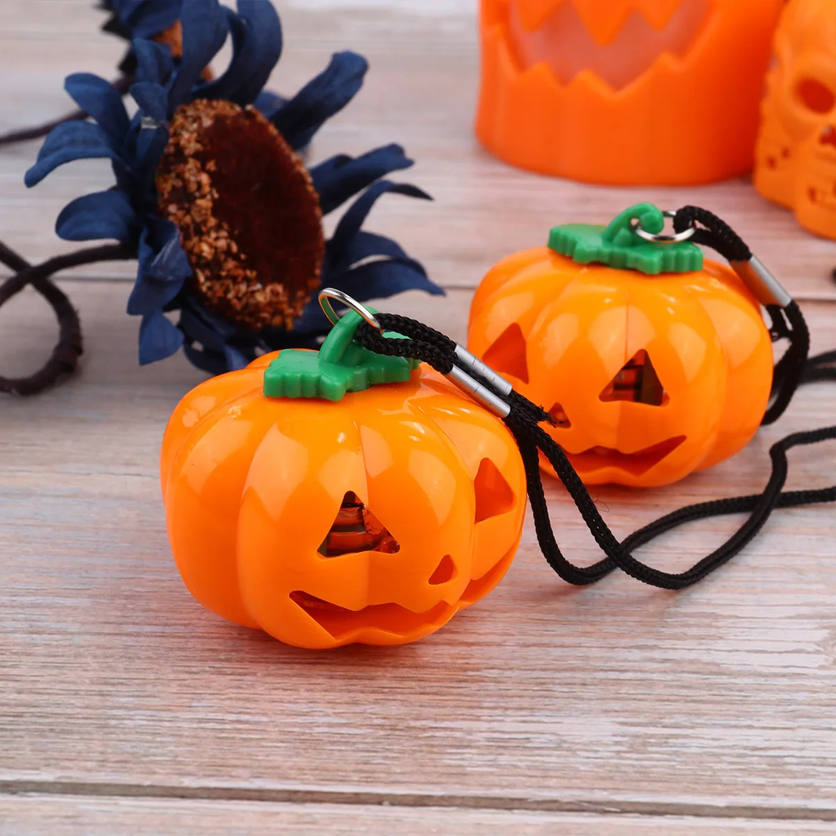 2 pçs colar de abóbora halloween pingente decorativo colar de festa de plástico para festival usar acessório diário jóias presente