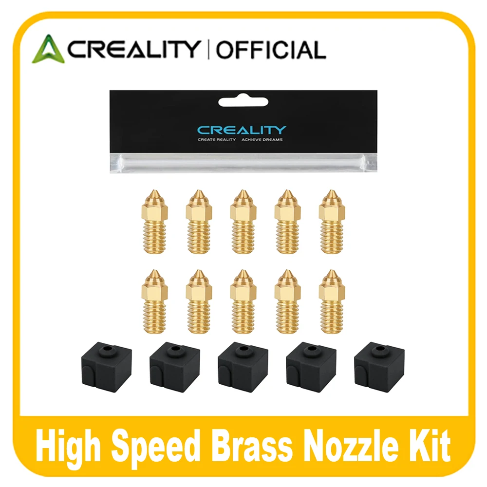 

Creality Ender 3 V3 SE Nozzle Kit 10PCS High-Speed Brass Nozzles M6 Hotend Extruder Nozzle for Ender 3 V3 SE 3D Printer Parts