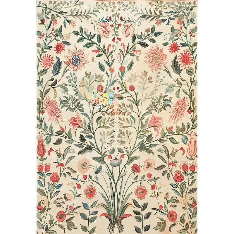 Indian Colourful Floral Bamboo Poster Traditional Botanical and Bird Illustration Canvas Painting Wall Art for Room Home Deco