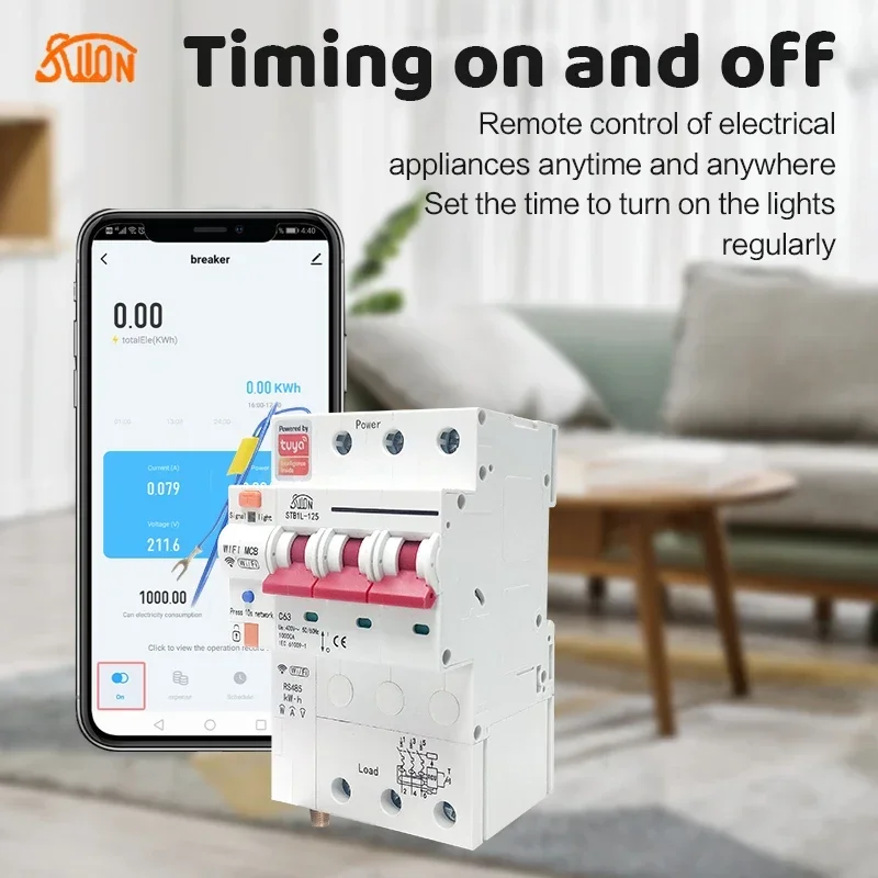 sutong  Mcb Smart Miniature Circuit Breaker Tuya/smart Life APP 3p WIFI Breaker