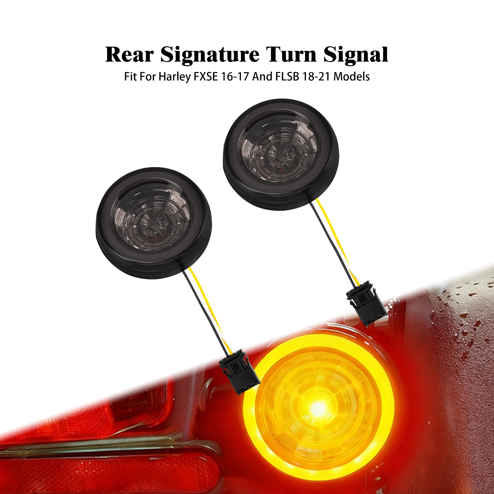 

Motorcycle Bullet Turn Signal Rear Inserts LED Light Running Indicator For Harley FXSE 2016-17 Softail Sport Glide FLSB 2018-25