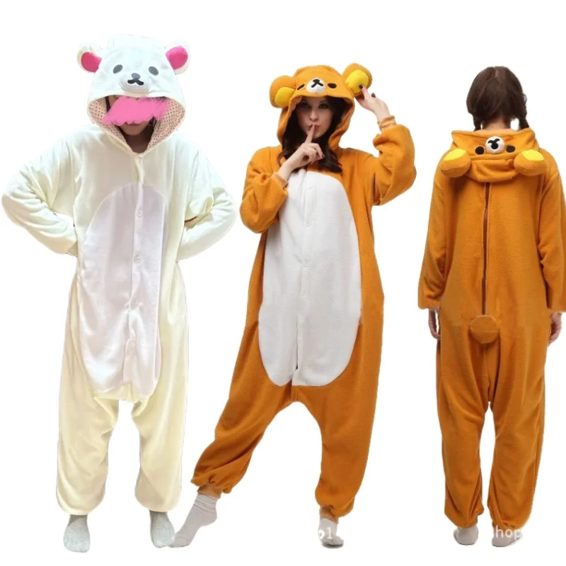 

Японский милый персонаж мультфильма Rilakkuma Kigurumi Bear Sister для взрослых аниме комбинезон пижамы Kawaii аниме периферийные пижамы