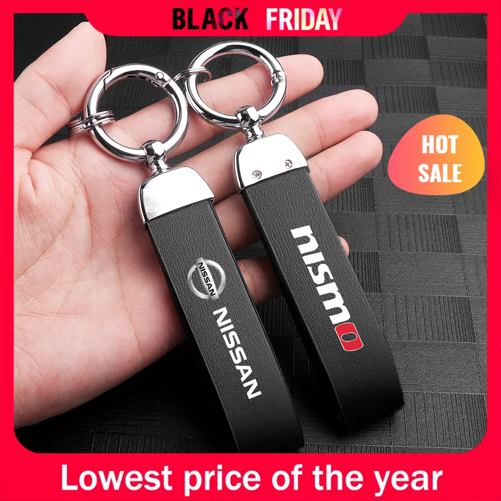 1pc Leather Car Styling Key Chain Keychain Metal Ring Decoration Gift For Nissan Nismo Tiida Teana GTR 350Z 370Z 240SX Juke Note