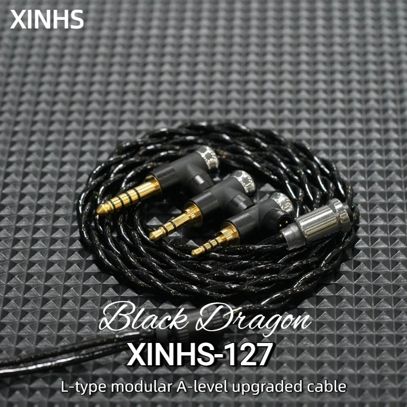 XINHS-127 Kabel słuchawkowy HiFi, ulepszony, modułowy w kształcie litery L, 2.5mm 4.4mm zbalansowany kabel, 3.5mm trzy w jednym kabel audio