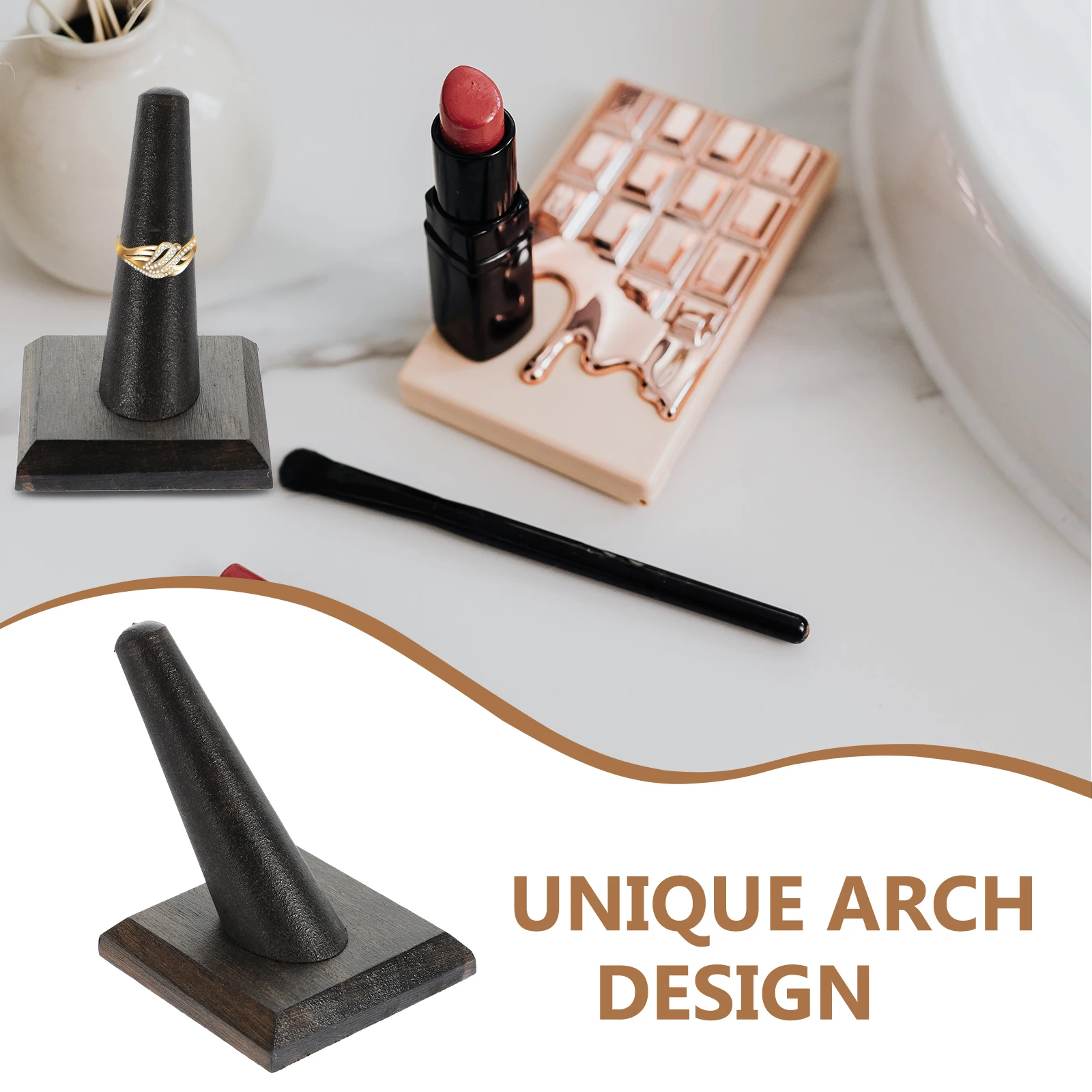 

2pcs Base Wooden Jewelry Holder for Ring St For Jewelry Desktop Pillar St Ring St Adjustable Size Medal Rack