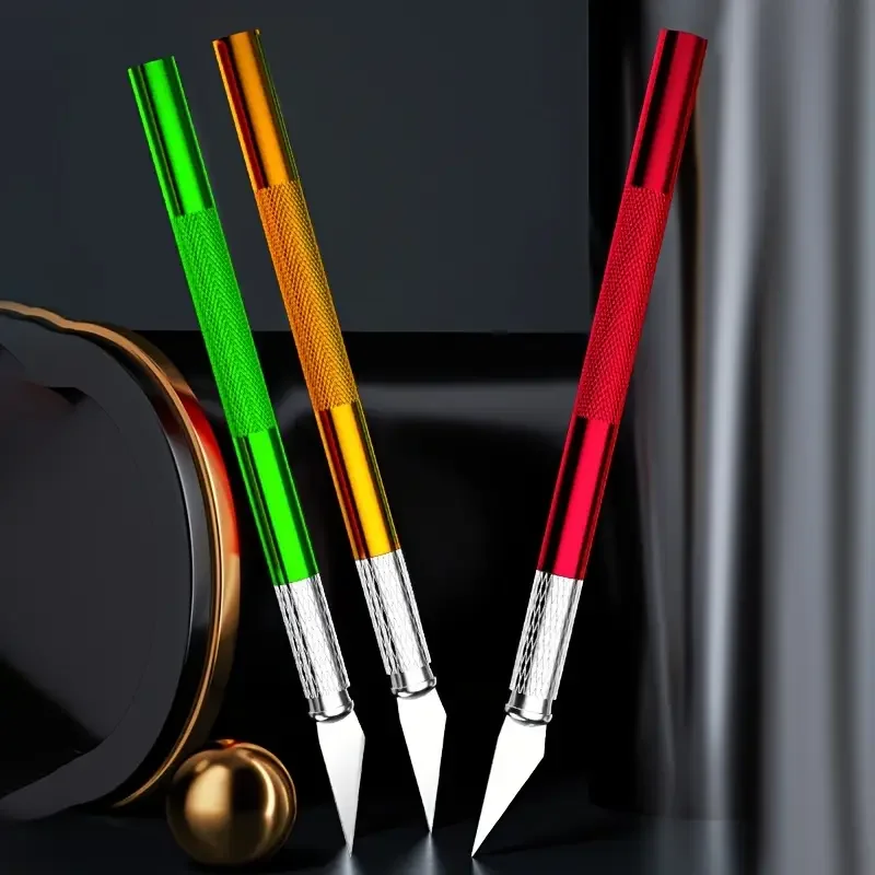 مجموعة أدوات حرفية من سبائك الألومنيوم مع شفرات دقيقة، مجموعة أدوات نحت يدوية، مناسبة للاستخدام بنفسك والملصقات والأختام المطاطية #3