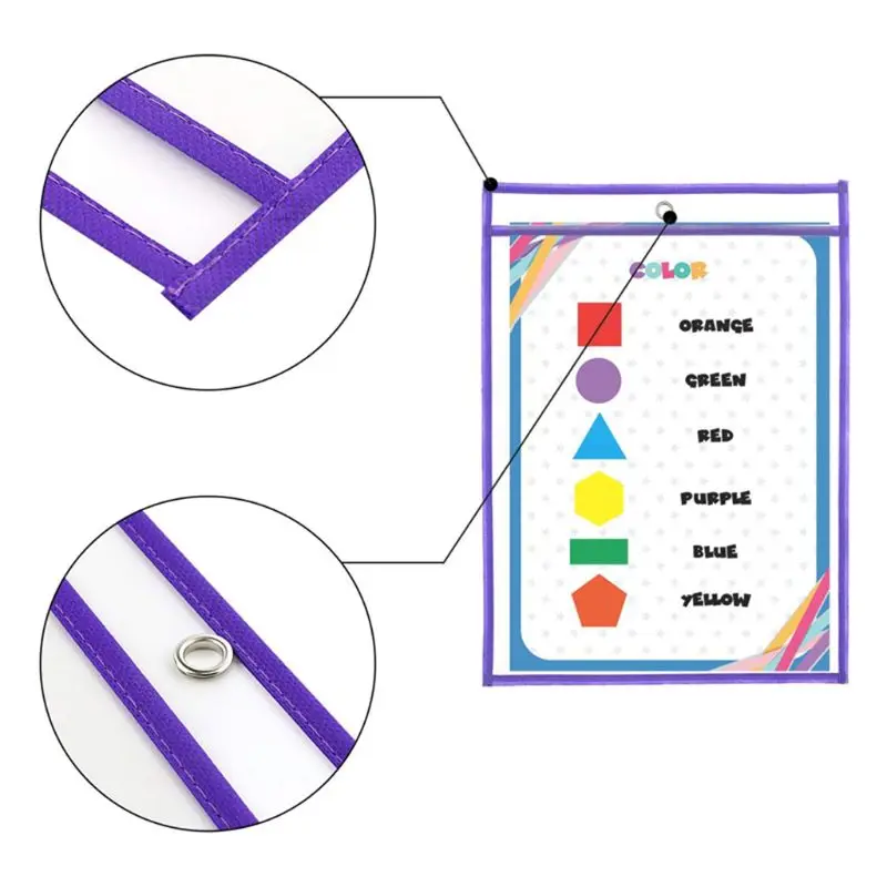 Pochettes effaçables à sec, dossier documents étanche, réutilisable pour enseigner l'écriture, 10 pièces