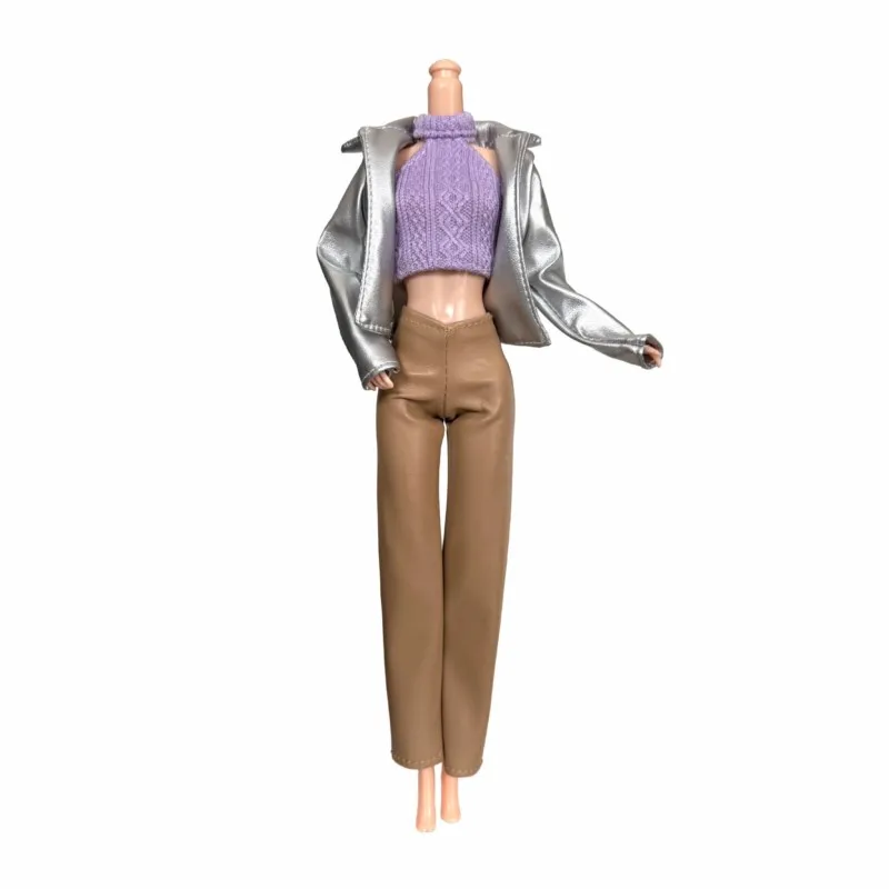 Nuovo Set di Vestiti per Bambole da 30cm Autunno/Inverno: Cappotto in Pelliccia/Pelle, Abiti, Top e Pantaloni in Pelle per Bambole BJD FR PP Supermodel 1/6