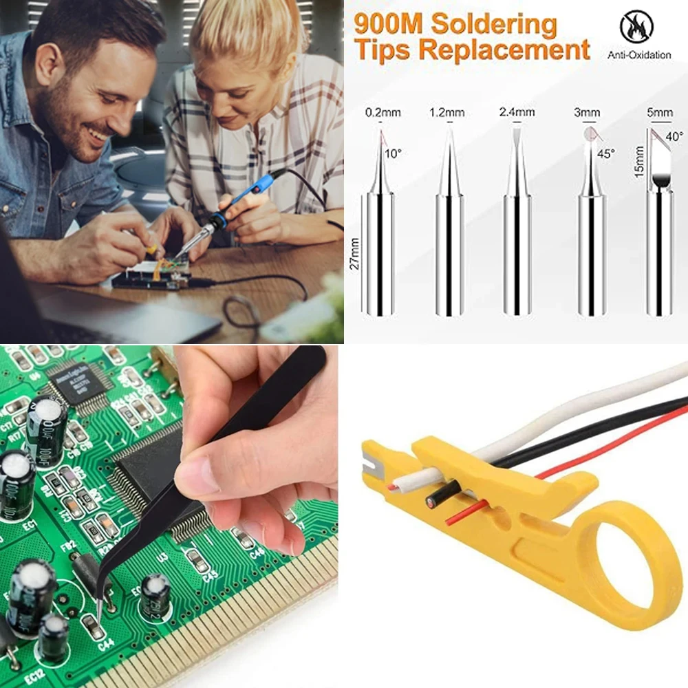 Soldering Iron Kit Welding Tool, Soldering Kit with LCD Digital Multimeter, 60W Soldering Iron with 5 Extra Tips, Stand