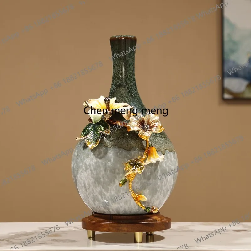 Vase new Chinese ornament porch wine cabinet living room office decoration housewarming gift