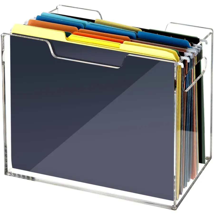 

Hanging File Folder Organizer, Letter Size Clear Filing Organizer Box with Handles, Magazine File Holder for Desk Home Office Sc