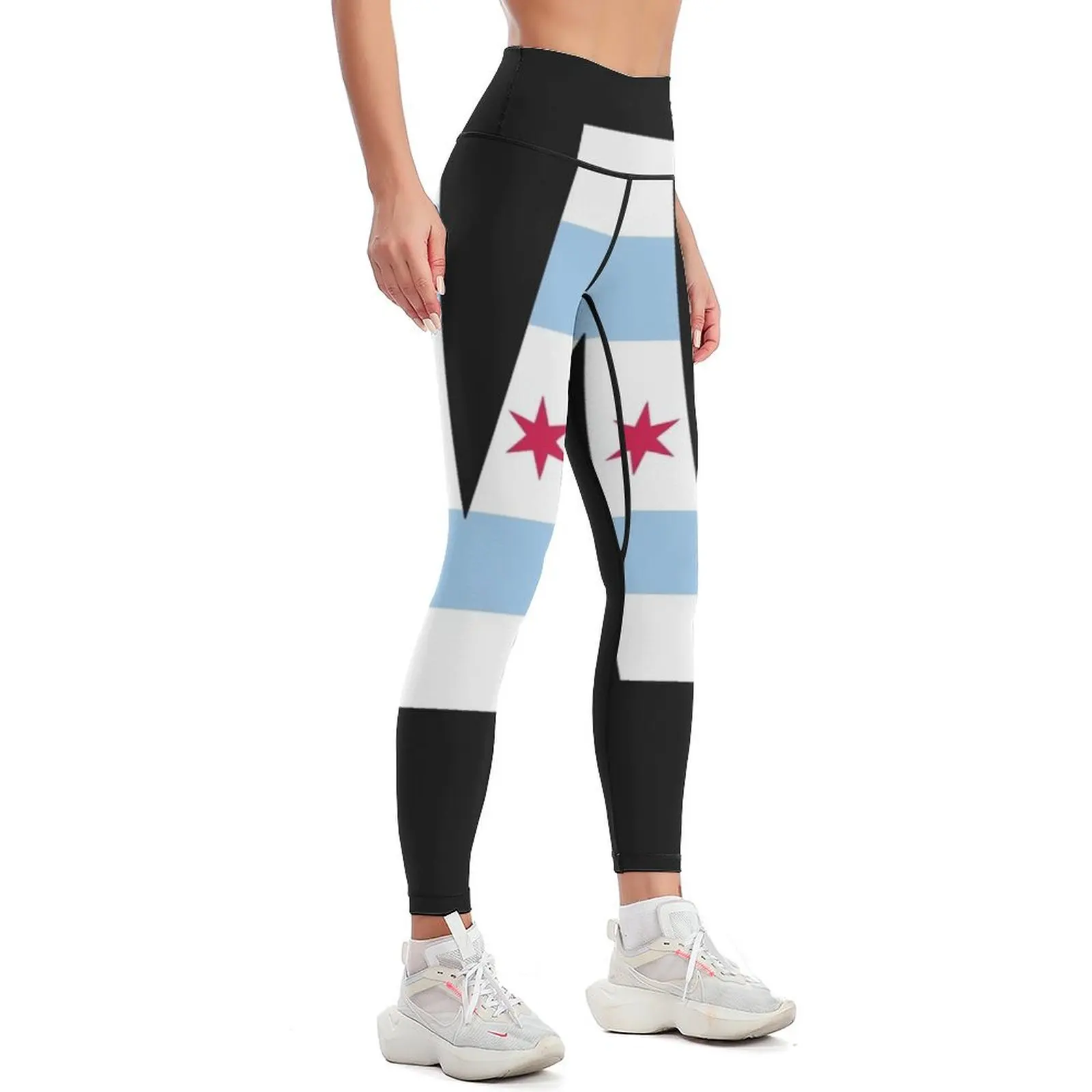 Chicago Flag W Chi Town Leggings gym wear gym top Womens Leggings