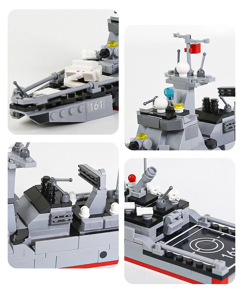 China Modernes Militärschiff Typ 052D Zerstörer Modellbausatz Baustein-Kriegsfahrzeug Konstruktionsspielzeug für Geschenke – Detail 4