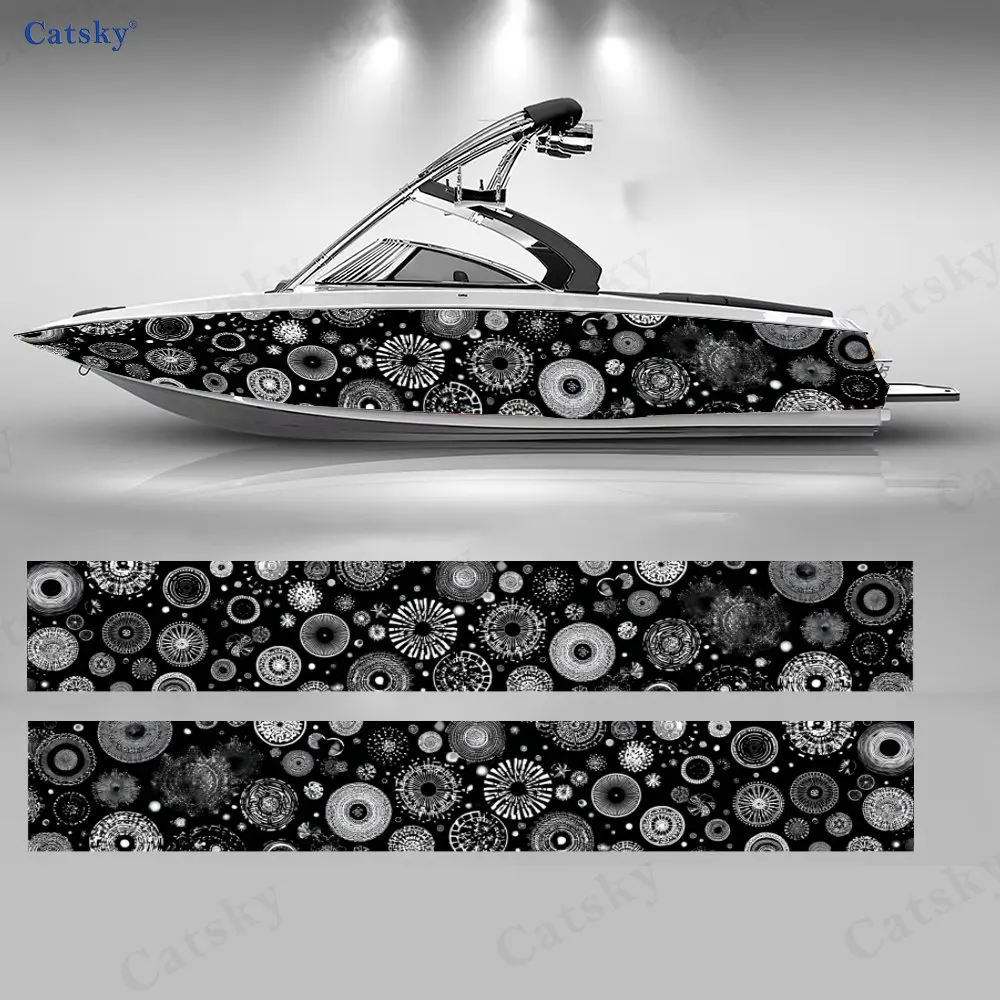 

Черно-белые наклейки с картой звездного неба для лодок, водонепроницаемые виниловые наклейки из ПВХ для рыболовных судов, прочные и стильные.