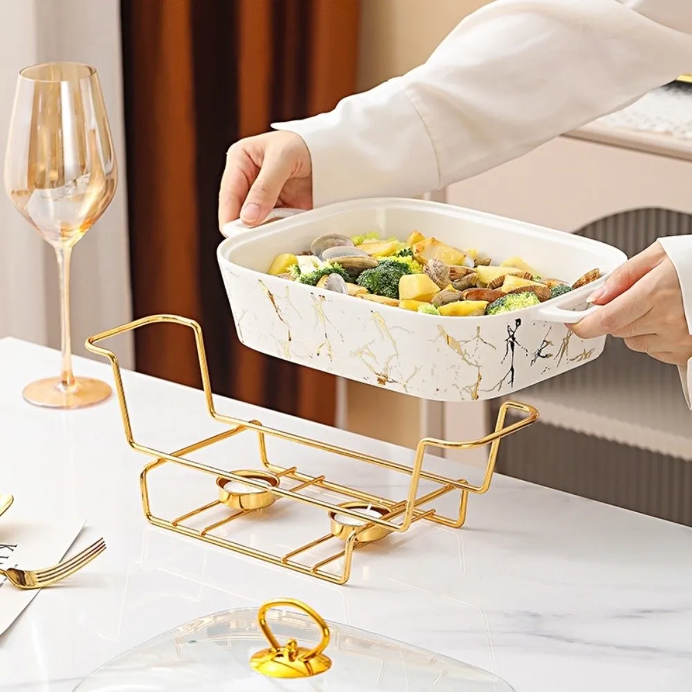 

Скандинавская керамическая подогреватель еды 12/14/16 дюймов с крышкой, ресторанная кастрюля для супа, прямоугольная изоляционная жаровня, запеканка, сервировочный шведский стол