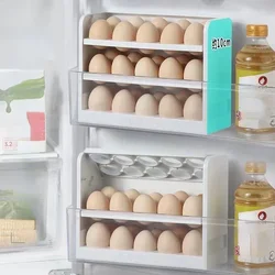 3 Tiers Rotating Flip Cover 30 Grids Egg Storage Box Egg Holder for Refrigerator Fresh-keeping Basket Kitchen Organizers