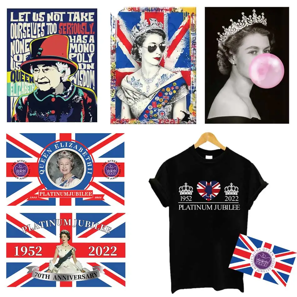 New Queen Elizabeth Iron-On Transfer For Clothing DIY A-Level Washable T-Shirts /Bag Stickers Beautiful Queen Patches Appliqued