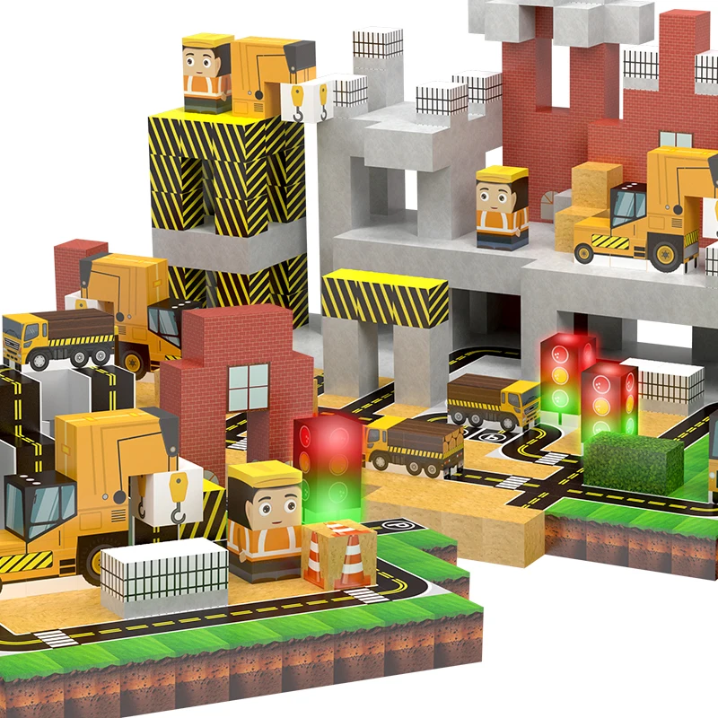 مكعبات بناء مغناطيسية للأطفال 50 قطعة - ألعاب جذعية ذات موضوع هندسي، مجموعة بناء تعليمية