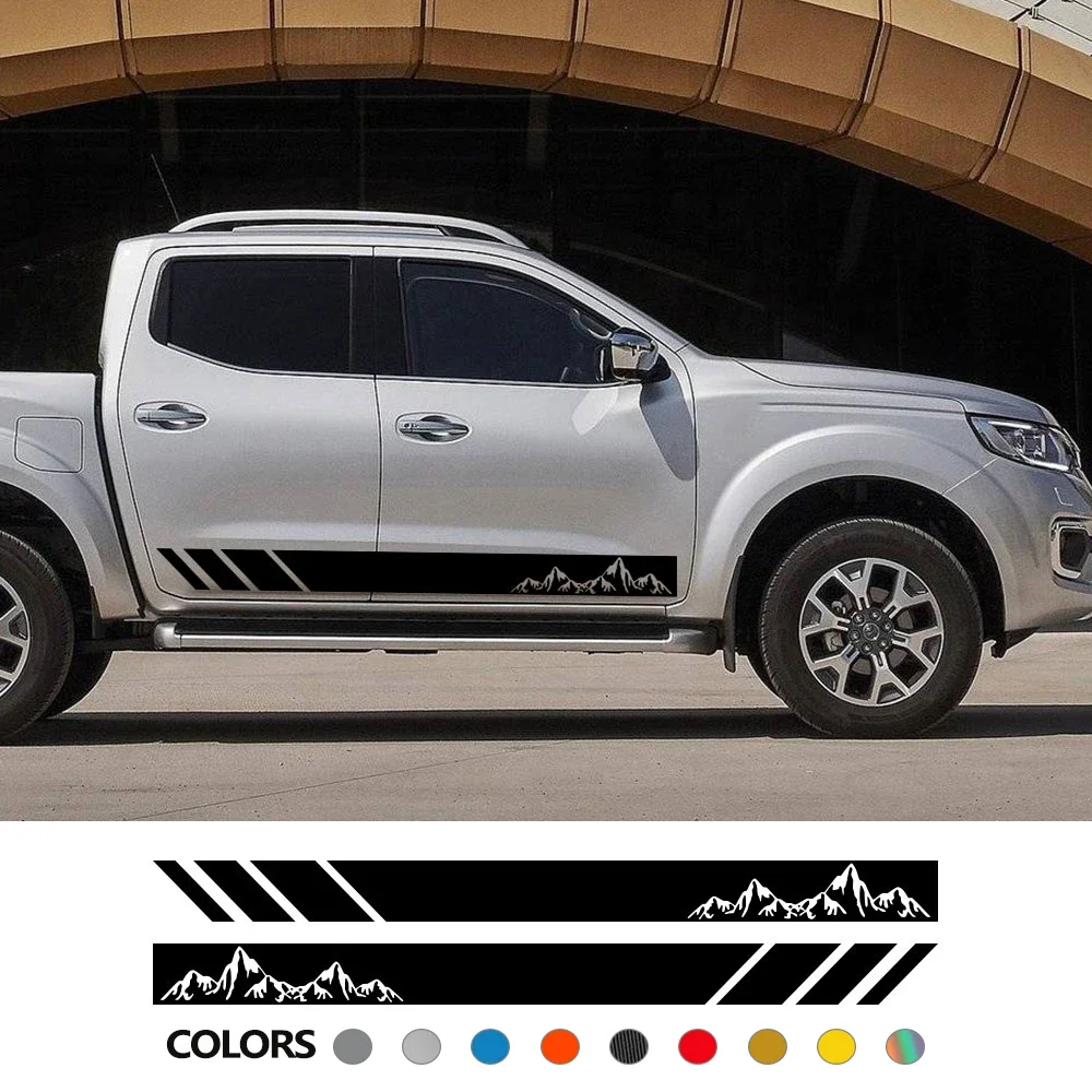 

Car Stickers For Renault Alaskan Pickup Door Side Skirt Stripes Decals Truck Mountain Vinyl Custom Decor Covers Auto Accessories