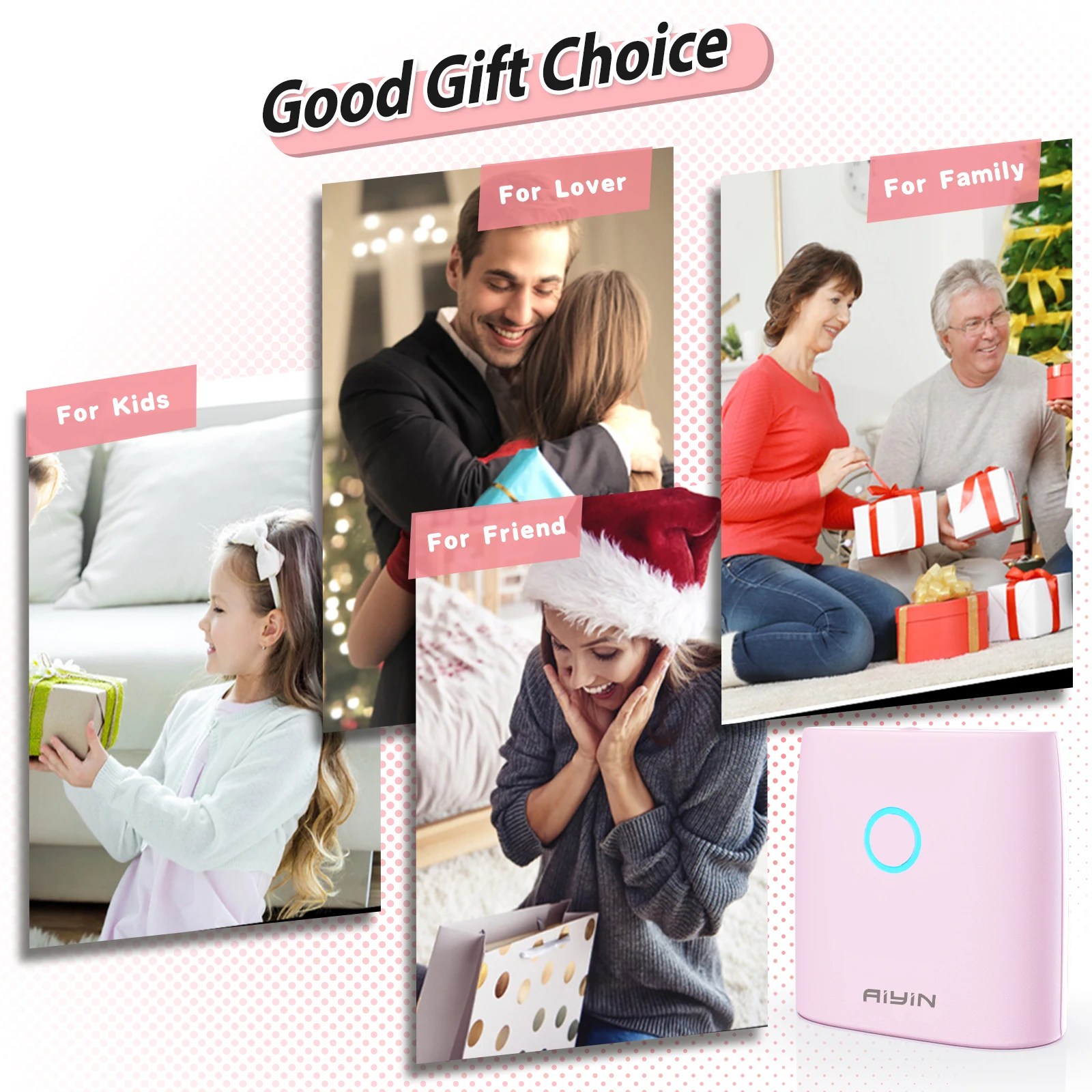 10PCS Aiyin New Arrival 2-Inch Pocket Bluetooth Thermal Printer Portable Inkless Mini Photo Color Sticker Label Makers Wireless