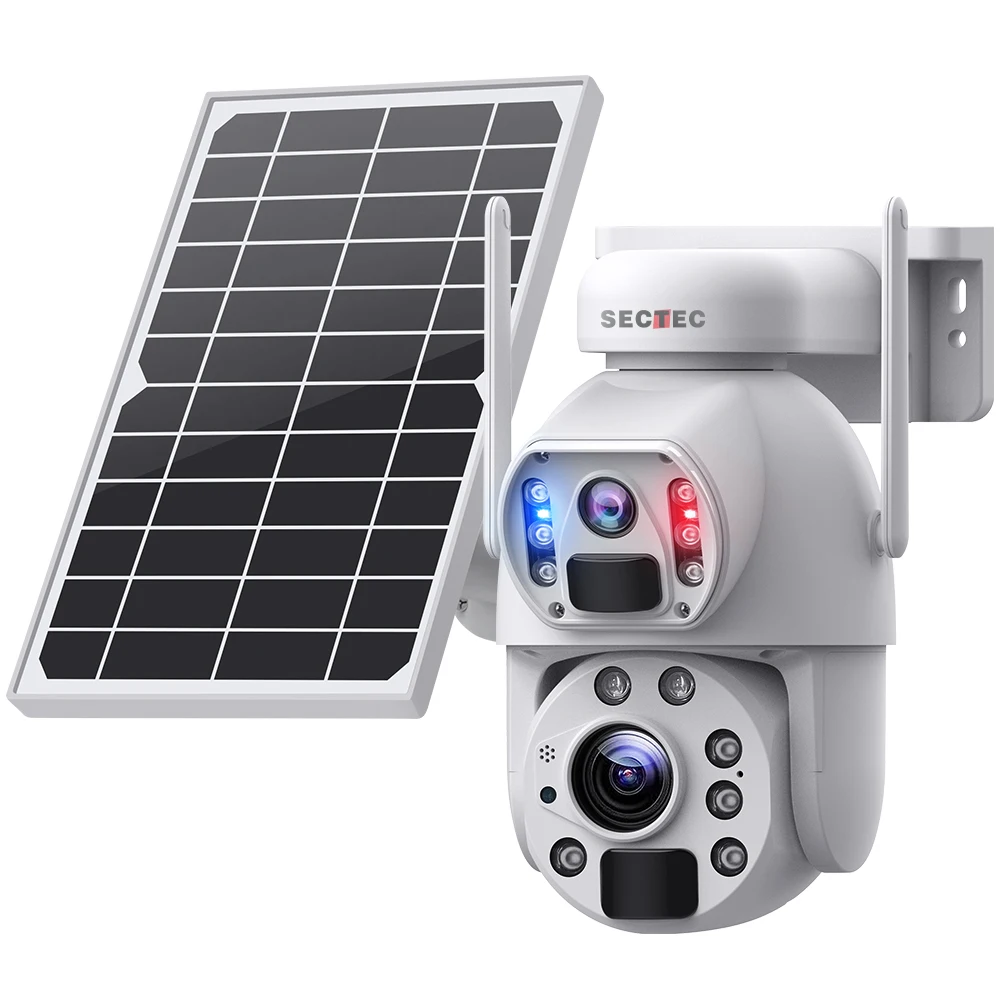 Sectec Mini  20X Zoom 10X Optical Zoom Dual Solar Camera Outdoor Alarm Linkage Dual Lens 4G Sim Card Solar PTZ Camera