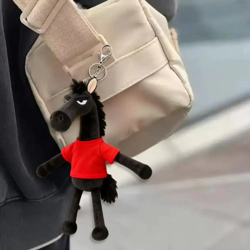 

Creative Plush Dark Horse Keychain Mascot Dolls Cute Simulation Horse Doll Chinese Style Soft Zodiac Pony Figurine Birthday Gift