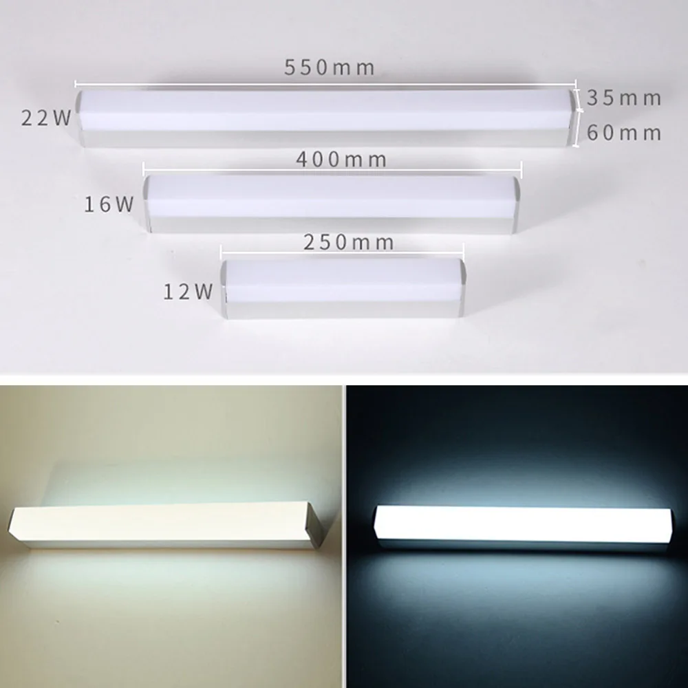 

12W 16W 22W LED Wall Lamp Bathroom Mirror Light Indoor AC85-265V Long Strips Wall Mirror Light Warm / Cool White For Home Decor