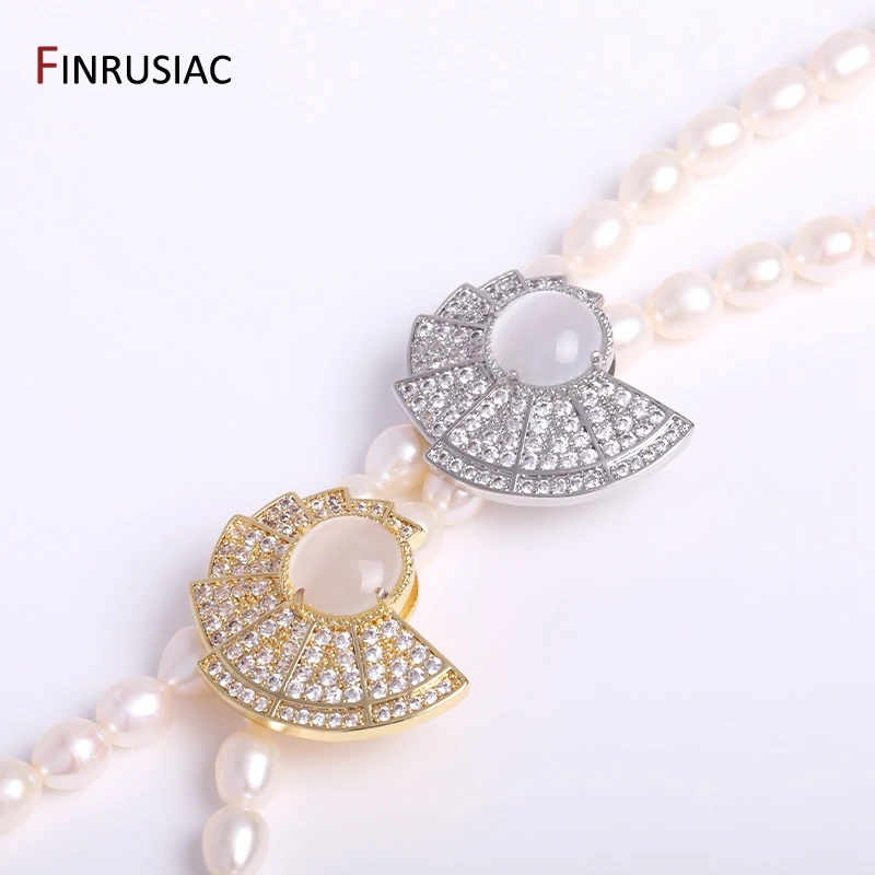 11 Types 18K Gold Plated Shiny Zircon Pearl Clasps Hooks For DIY Beaded Pearl Jewelry Making Connectors Fittings Wholesale