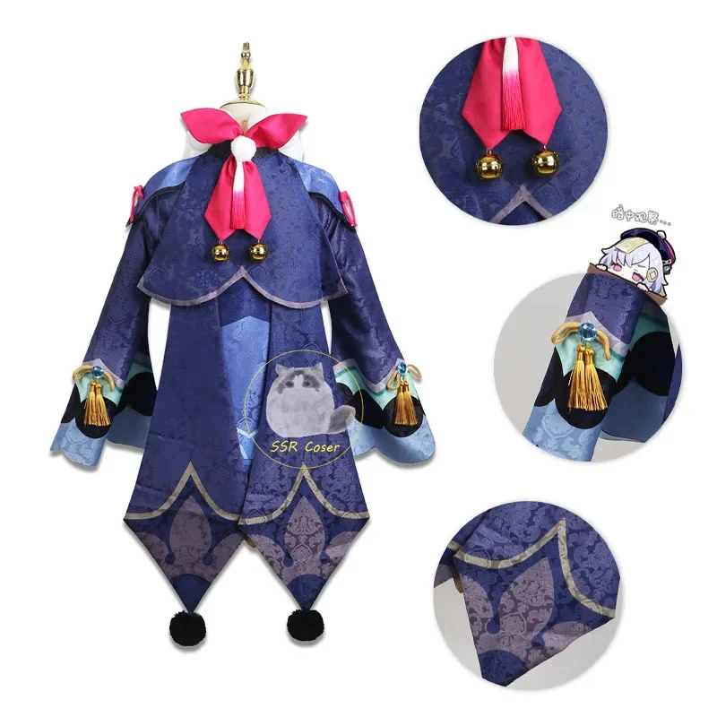 Qiqi-Disfraz de Genshin Impact para niños y adultos, traje de Cosplay, uniforme, vestido, trajes, peluca, sombrero, Halloween, Carnaval