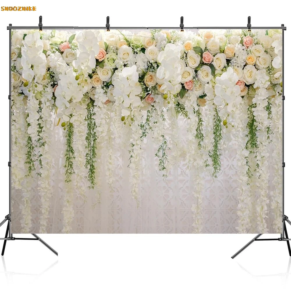 Floral Wall Romance Wedding Backdrop Anniversary Birthday Party Dessert Table Decoration Banner Photocall Photography Background