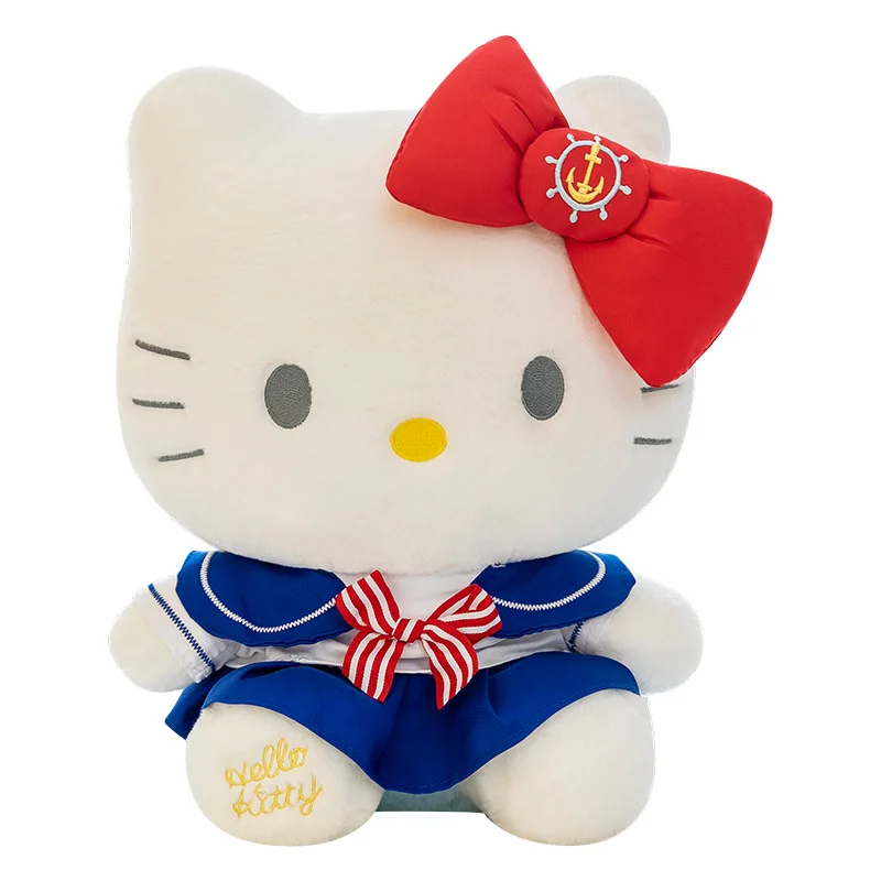 65cm Sanrio Kawaii Hello Kitty Plush Toy Big Size Stuffed Doll for Kids Birthday Xmas Gift Cute Navy Series KT Doll Gift Girls