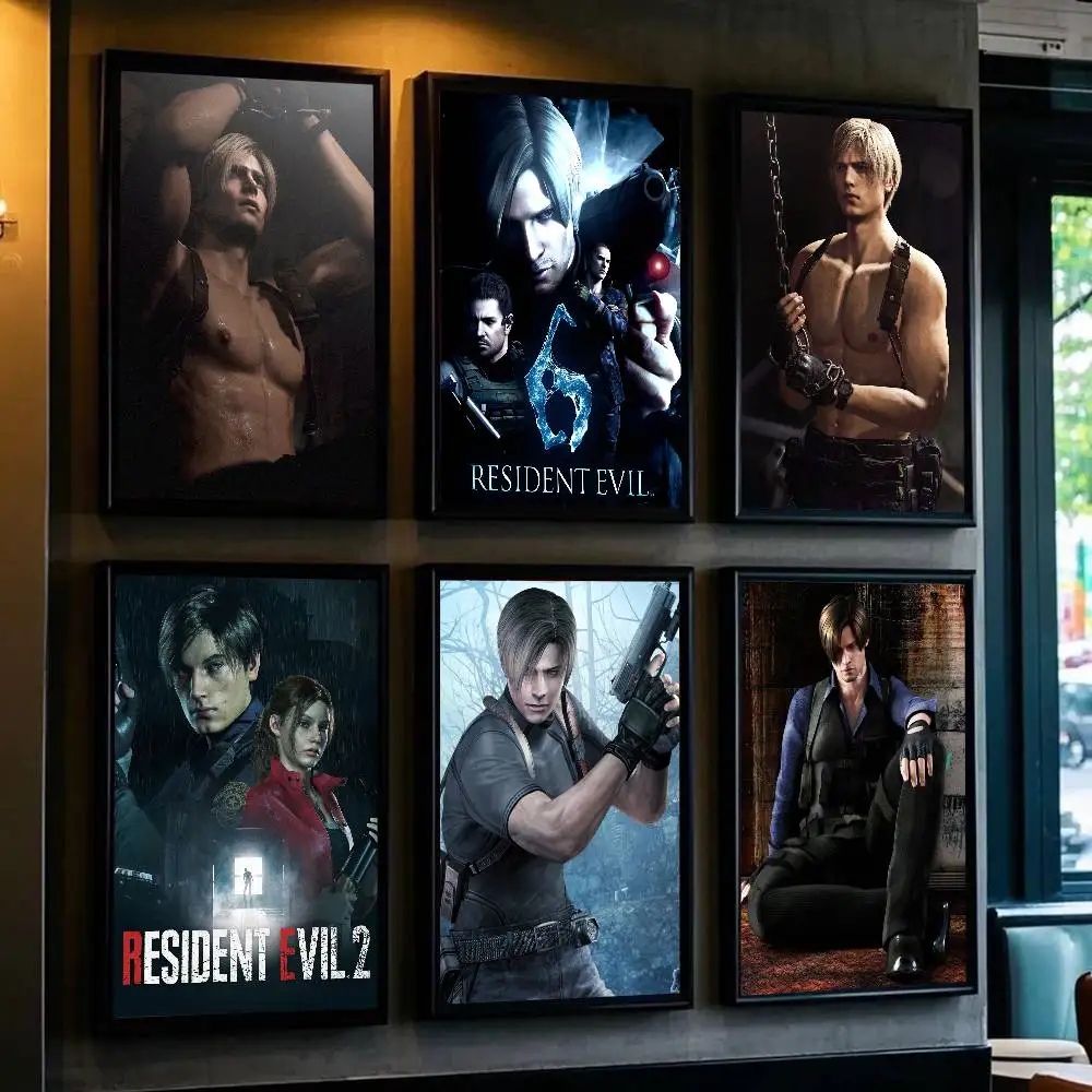 Game R-Resident Leon Kennedy Evil  Poster Print For Bedroom Living Room Home Decor Cartoon Movie Wall Art HD Picture Mural