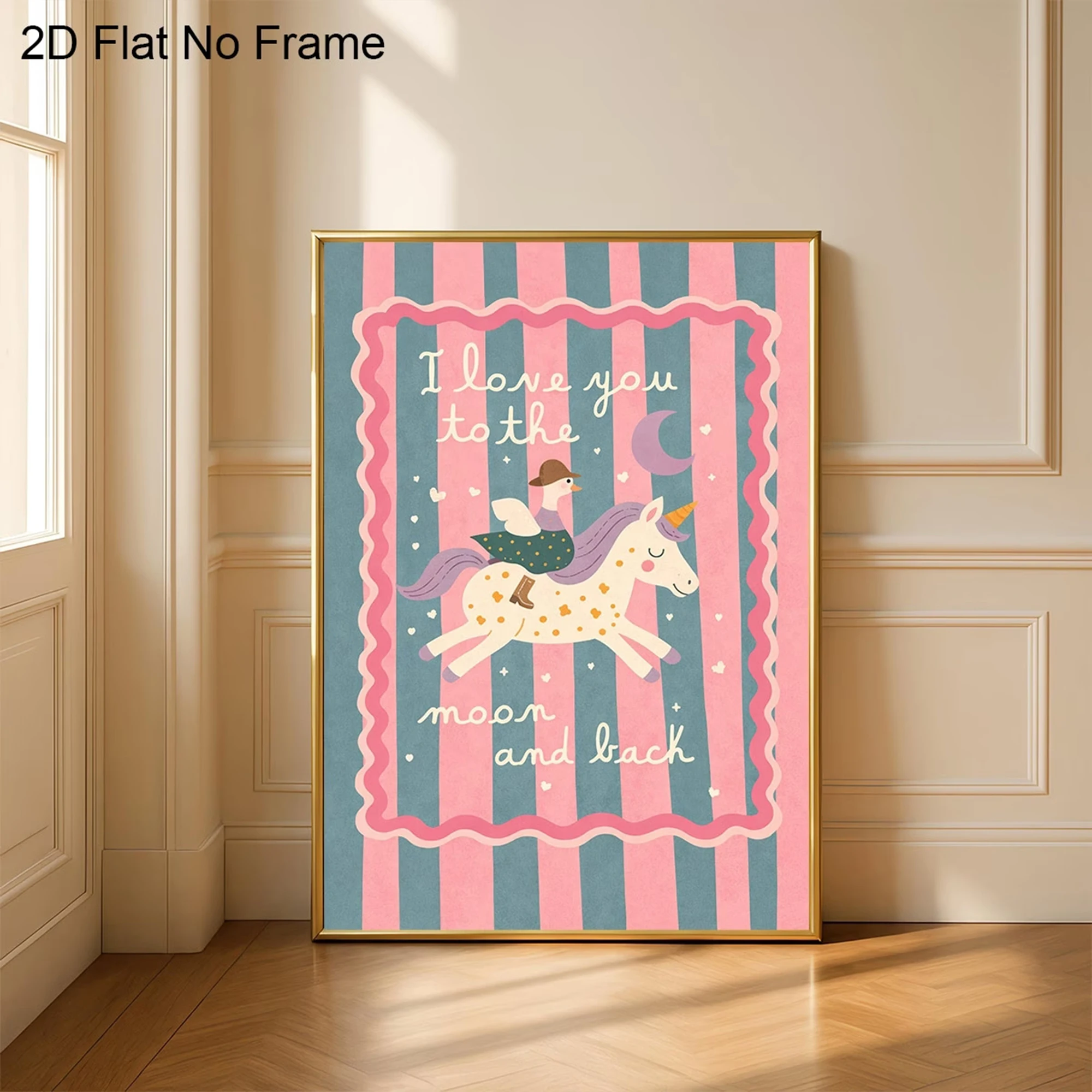 Modern I Love You To The Moon And Back Unicorn Wall Art Print Canvas Painting Poster Picture For Living Room,Bedroom Home Decor